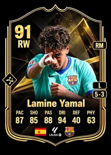 Lamine Yamal 91 rated FC 27 Team of the Week 1 in-form card