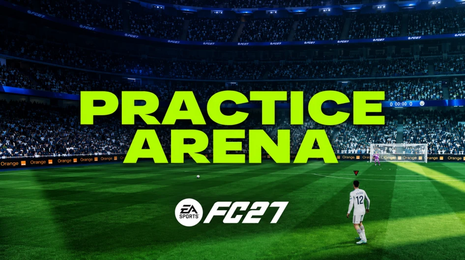 FC 27 Practice Arena with the Button Help shooting controls open