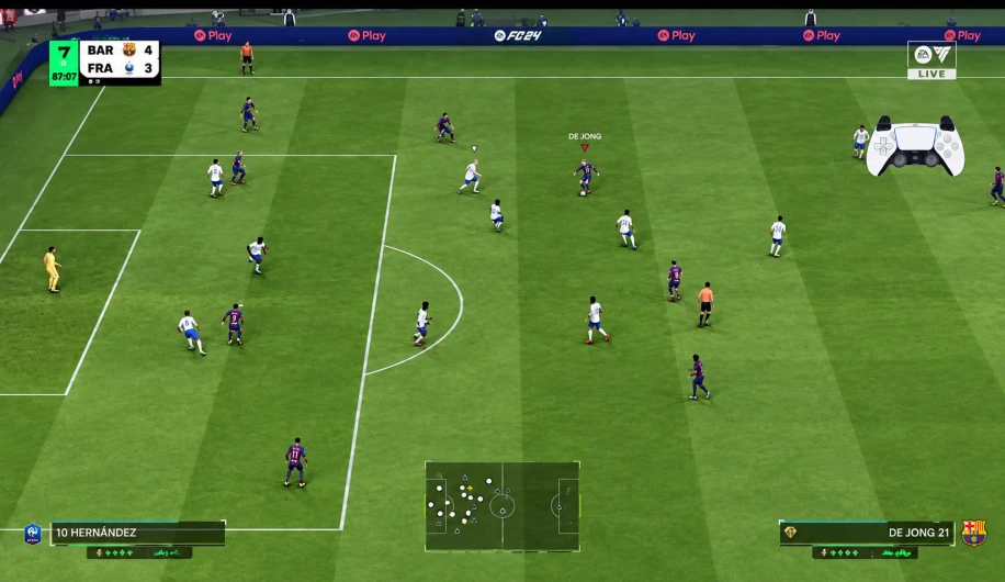 : FC 27 defensive shape with a teammate containing the ball carrier while the controlled defender covers the pass