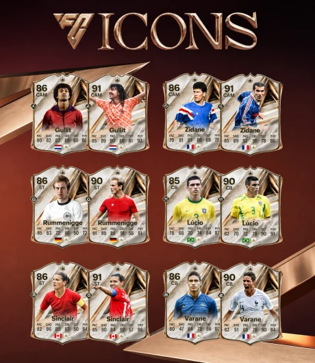 FC 27 ICON Class of '27 reveal artwork featuring the ten new ICONs