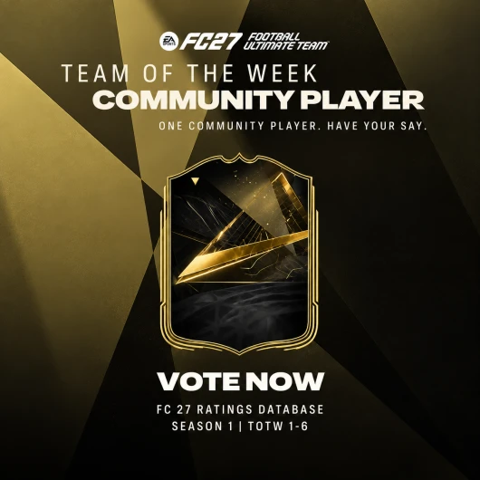 EA FC 27 Ratings Hub showing the Team of the Week community player vote
