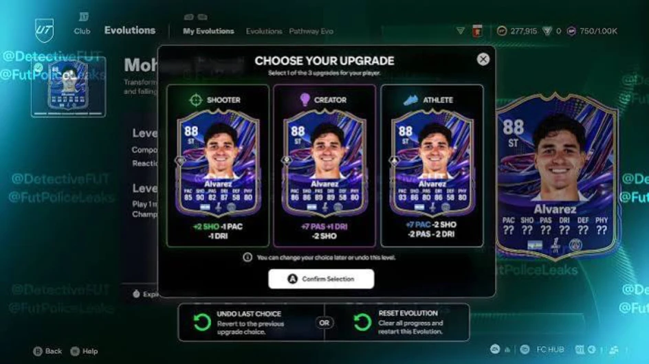 EA FC 27 Ultimate Team 中的 Evolution Chain Preview 界面