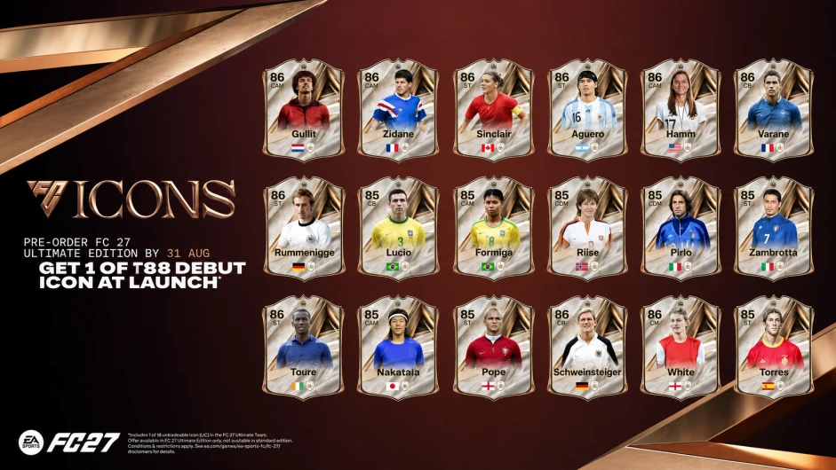 FC 27 Champion ICON card showing the upgraded rating after November 30