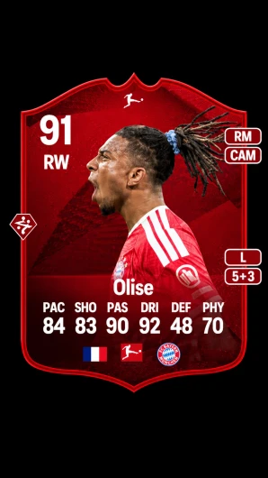  Michael Olise 91 POTM vs gold 90 card comparison in EAFC 27