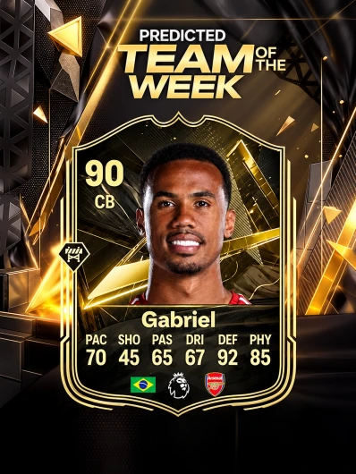  FC 27 TOTW 7 Gabriel 90 CB card compared with the 89 gold card