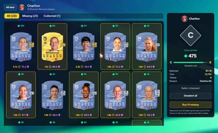Ultimate Team Gallery hub 中的 FC 27 Gallery Level 进度条