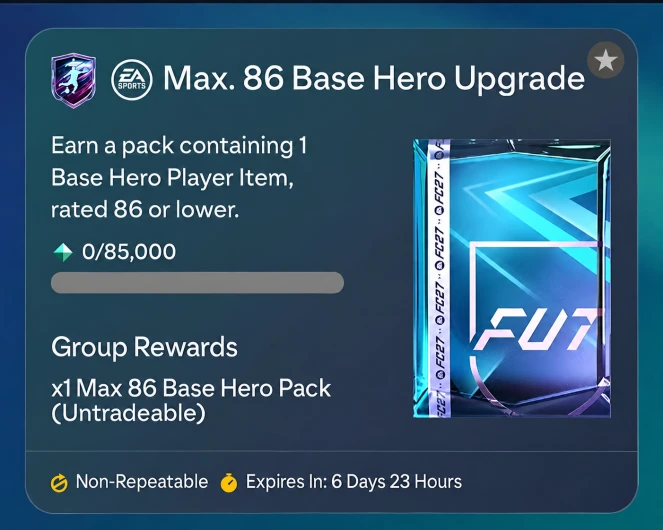 86 Base Hero Upgrade SBC reward pool in EAFC 27